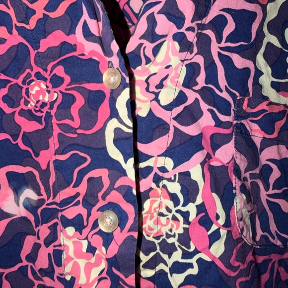 Vera Bradley Vibrant Pink and Purple Button Down Shirt - Picture 5 of 9